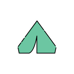 Tent Icon Vector. Lineal or Linear Color.
