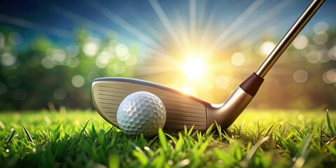 Golf invitation background with golf club and ball
