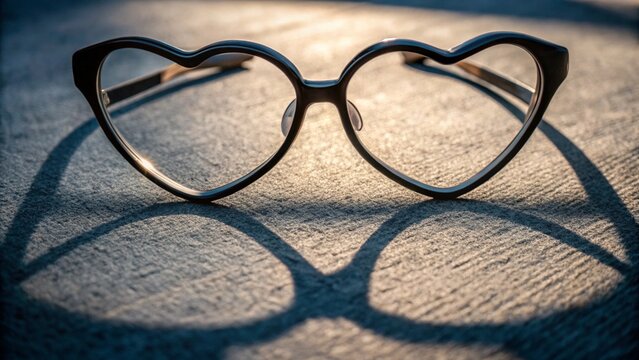 heart shaped shadow from a pair of eye glasses