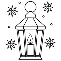 Festive Lantern with Candle and Snowflake Design