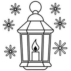 Festive Lantern with Candle and Snowflake Design
