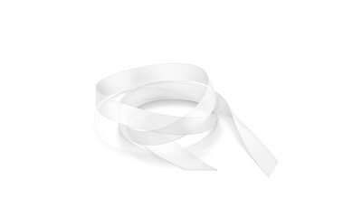 Blank white organza ribbon mockup, isolated