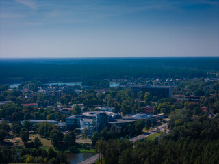 Druskininkai, Lithuania. Aerial panoramic drone view of Lithuanian SPA resort