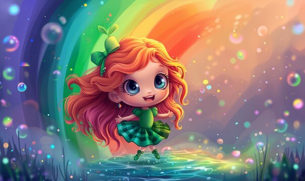 beautiful little irish dancer. rainbow. cute funny