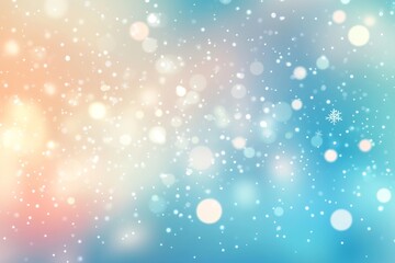 Obraz premium Minimalistic abstract background with snowflakes and bokeh lights in pastel blue and white tones