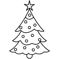 A Christmas tree with ornaments, a star on top, and neatly arranged branches vector