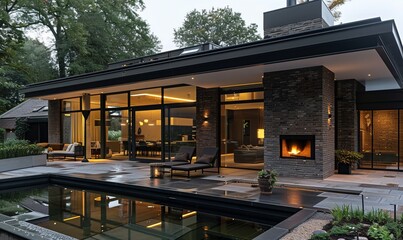 Stylish house extension with a modern courtyard for outdoor relaxation and leisure activities