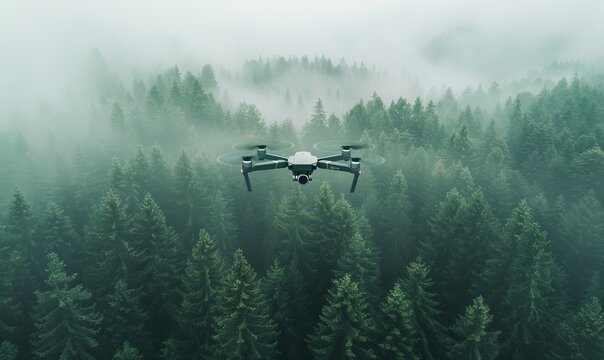 dji drone flying over an austrian forest
