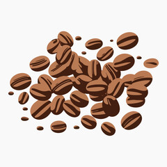 Illustrated coffee beans scattered