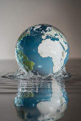 a globe in a water for representing world water day generated by AI