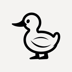 Simple black outline duck illustration