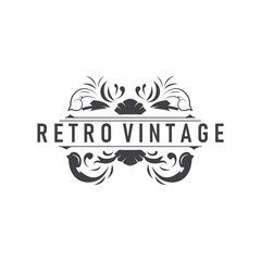 luxury simple line ornament decoration logo design with vintage retro illustration templet