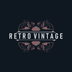 luxury simple line ornament decoration logo design with vintage retro illustration templet