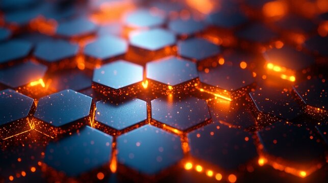 this Hexagonal 3D abstract background with interlocking geometric shapes and soft lighting.