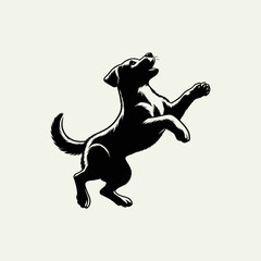 cute dog playing with football vector silhouette illustration