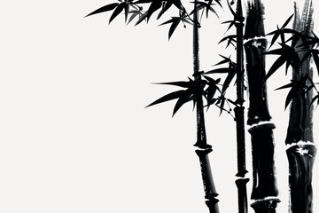 Elegant black ink bamboo painting