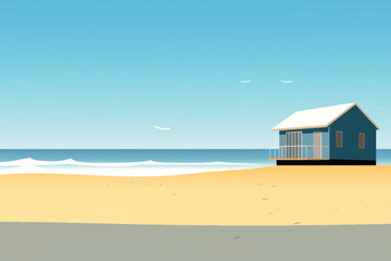 Serene beach house illustration