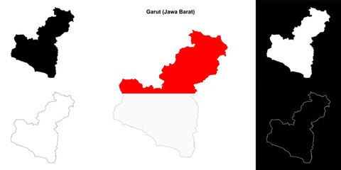 Fototapeta premium Garut blank outline map set