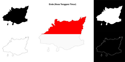 Ende blank outline map set