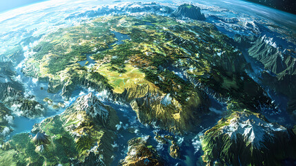 A terraformed planet now features a patchwork of biomes from earth, each zone a living museum of ecological history and conservation. Terraforming. Illustration