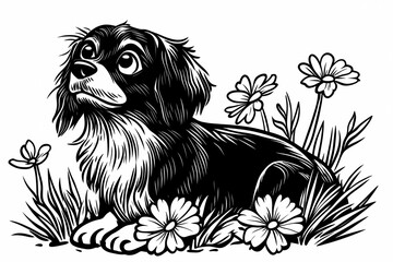 Obraz premium Cute coloring page featuring a playful dog for kids creativity.