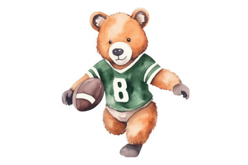 Cute bear playing football