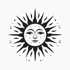 Vintage celestial sun illustration