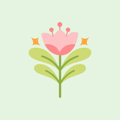 Vector floral elements design. Cute illustration with leaves. Modern template for social media, print, product, emblem. 