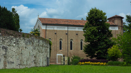 Archaeological remains and church from the Middle Ages in the city of Padua in Italy