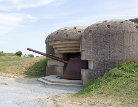 world war defence battery at Longues Sur Mer in France on August 14, 2018