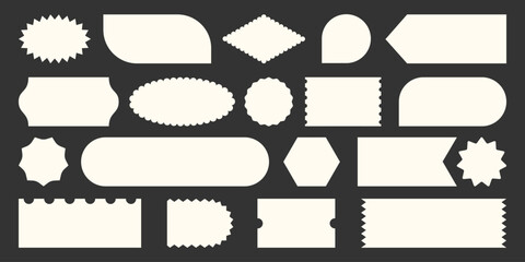 White silhouette discount offer label icon collection. Empty geometric frames set. Simple Blank Tag Label Stamp coupon mark. Sale Promotion offer advertising element for design