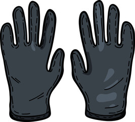 Obraz premium Illustration of Black Gloves for Protection and Use