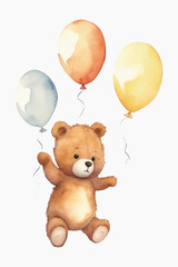 Cute teddy bear with balloons