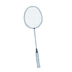 Badminton racket isolated element watercolor illustration