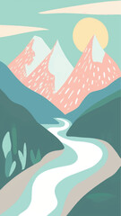 Abstract mountain landscape illustration