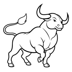 Bull charging with muscular form and large horn vector