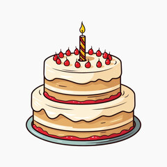 Delicious birthday cake illustration