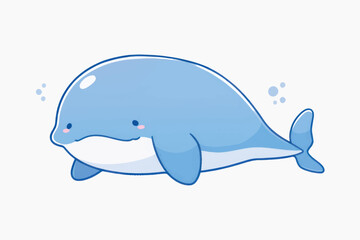 Cute cartoon blue whale