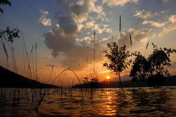 sunset over the river