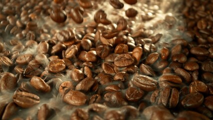 Obraz premium Roasted coffee beans on heap.