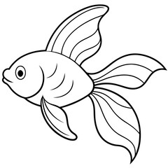 Goldfish swimming with flowing fins and a graceful posture line art vector