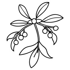 Festive Mistletoe with Ribbon Vector Art