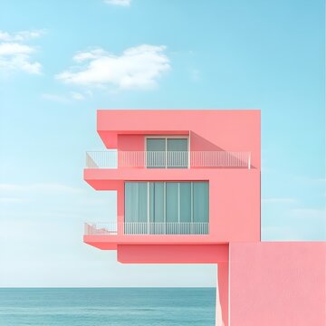 Awesome pink Yali house by the ocean