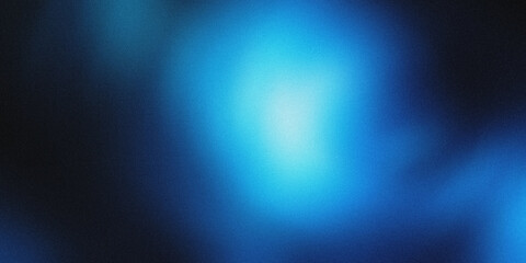 Fototapeta premium Blurred circular gradient from royal blue to icy cyan, seamlessly blending into a deep black background, noise texture effect