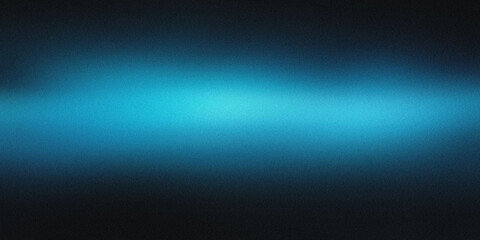 Obraz premium Blurred gradient from cool teal to sky blue, seamlessly blending into a deep black background, noise texture effect