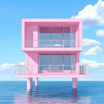 Awesome pink Yali house by the ocean