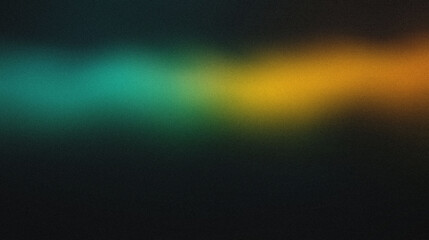 Fototapeta premium Blurred gradient from rich emerald green to golden yellow, seamlessly blending into a deep black background, dark backdrop noise texture effect