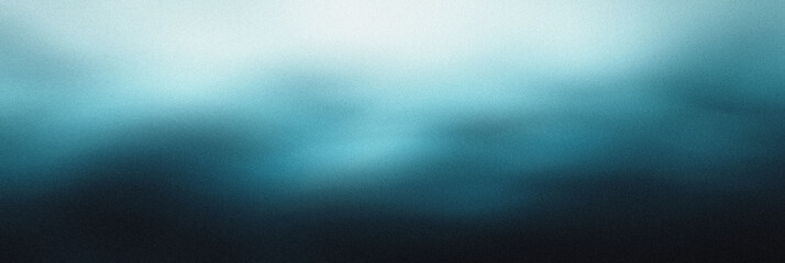 Obraz premium Blurred wave gradient from ocean blue to turquoise, seamlessly blending into a dark slate background, noise texture effect