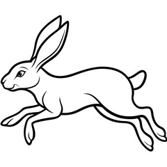 Hare mid-leap, with long ears and legs extended in a fast motion vector