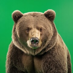 Obraz premium a brown bear standing on a green background